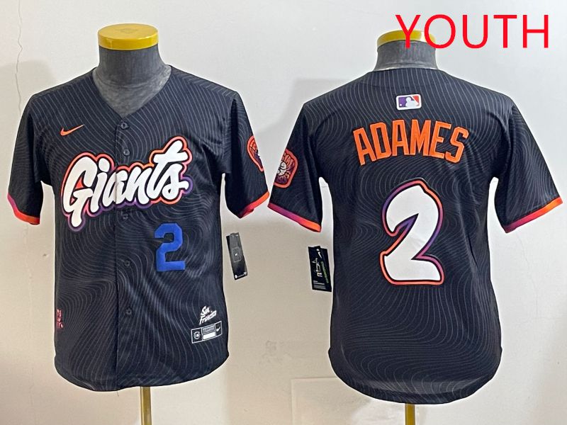 Youth San Francisco Giants #2 Adames Black Joint Name 2025 Nike MLB Jersey style 3